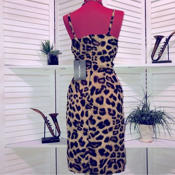 NWT animal print cocktail party dress Sz S - Picture 2 of 9